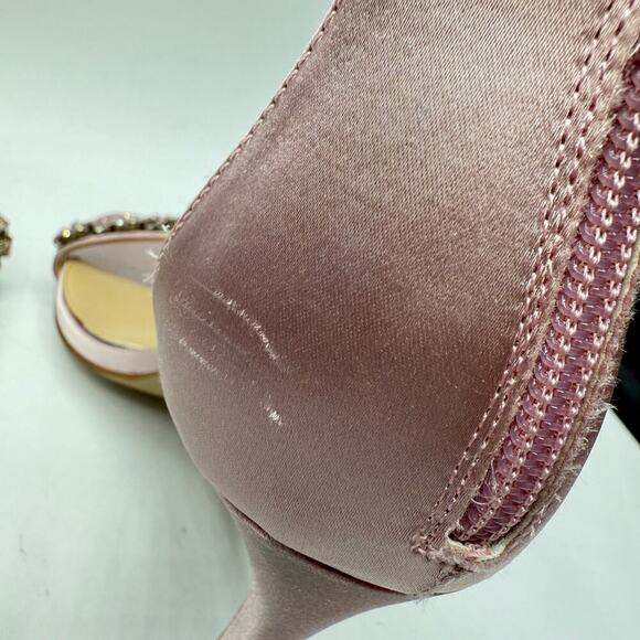 Jewel Badgley Mischka Daley Satin Rhinestone Ankle Strap Heels Size US 9 - Picture 6 of 12